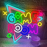 Game Room Neon Sign 13'' x 13.6'' Big Dimmable Gamer Led Neon Sign USB Powered Colorful Gaming Neon Light Up Sign for Game Zone Teens Boys Girls Bedroom Man Cave Kids Home Party Birthday Wall Decor
