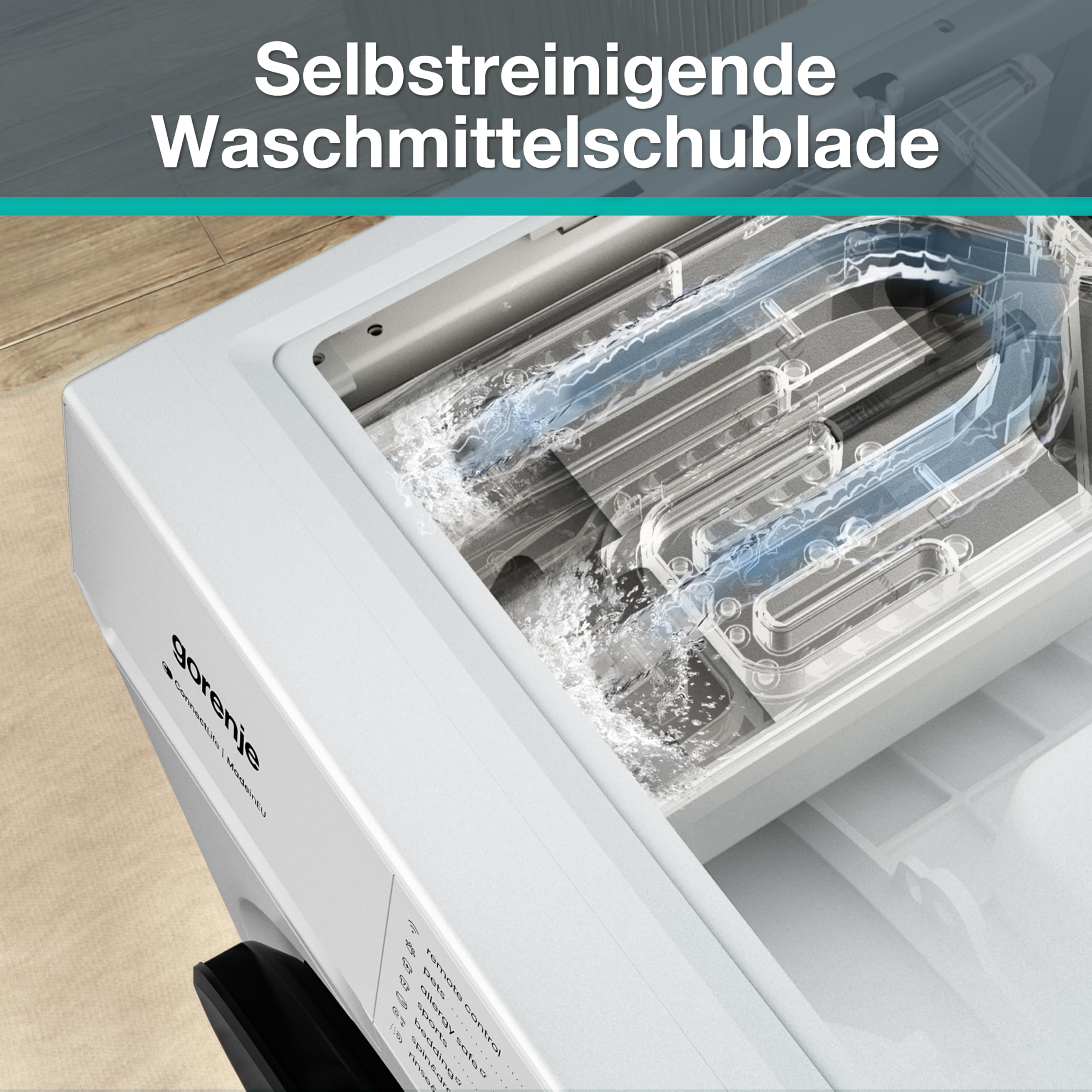 Gorenje W53G484A3P1B Waschmaschine mit Dampffunktion /8 KG /1400 U-Min/ConnectLife /15 Programme/UltraClean/AquaStop/SteamTech/30% besser als Energieeffizienzklasse A/Schwarz 6