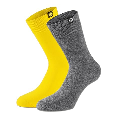 Borussia Dortmund Socken, Anthrazit/Gelb, Baumwolle, 35-38/39-42/43-46, 2er-Set