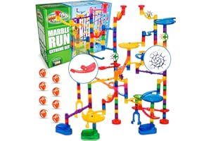 Marble Genius Marble Run - 300 Complete Pieces Maze Track Christmas Toys for Adults, Teens, Toddlers & Kids Aged 4-8 Years Old, (181 Translucent Marbulous Pieces + 119 Glass-Marble Set), Extreme Set