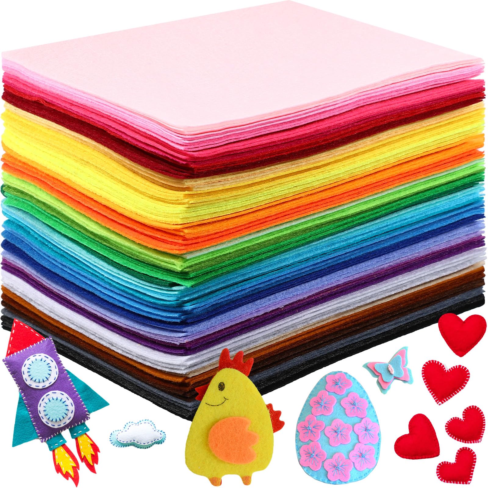 Reginary 360 Pcs Felt Fabric Sheets for Craft 12 x 8 Inch Felt Squares Bulk Assorted Color Felt Craft Sheets for DIY Sewing School Projects Patchwork Party Decoration, 40 Colors