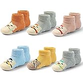 Mardonskey Baby Non Slip Warm Socks Baby Boys Thick Winter Sock with Grips for Baby Girls Non Skid Socks 6 Pack