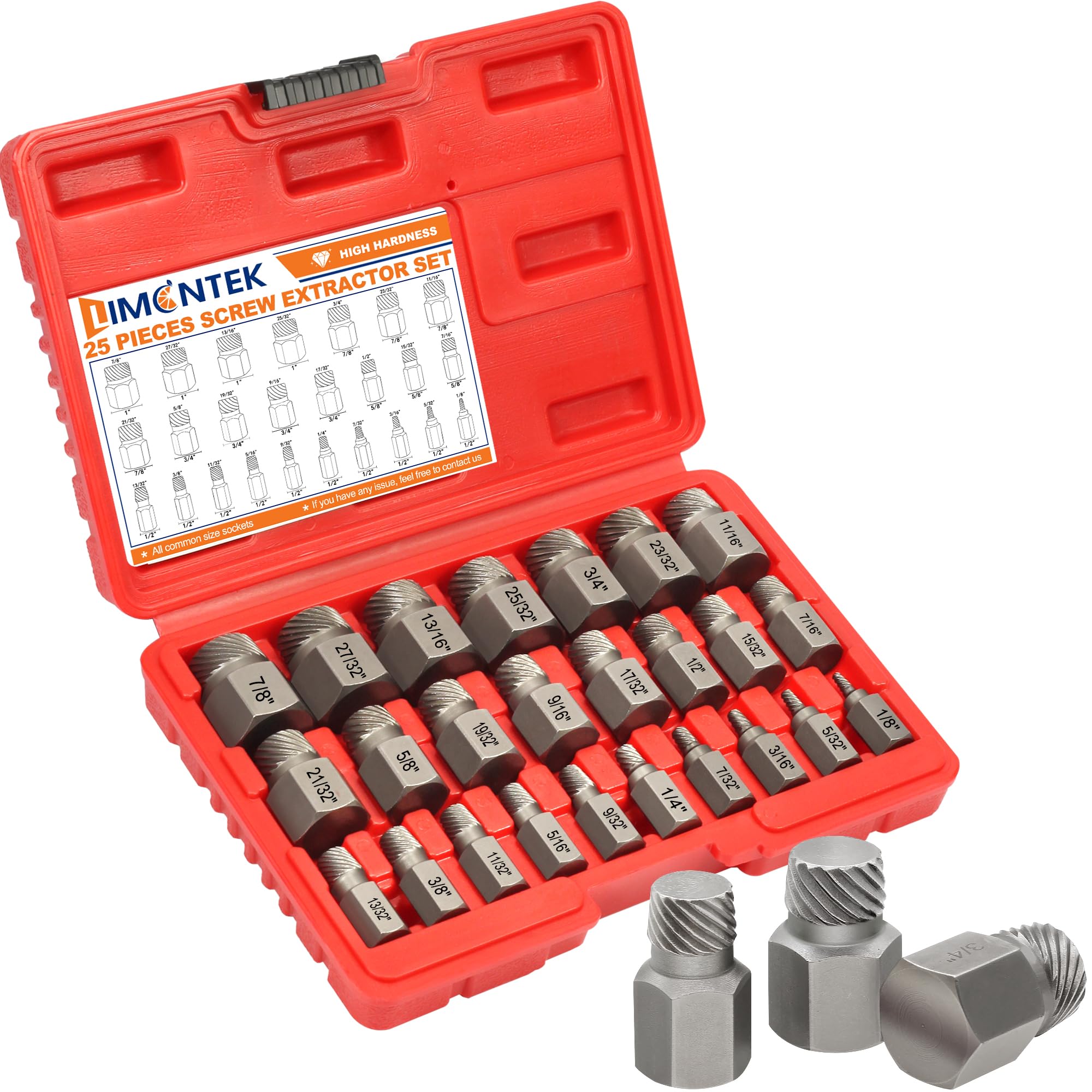 Photo 1 of limontek Bolt Screw Extractor Set | 25Pcs Easy Out Bolt Extractor Kit Heavy Duty, Screw Extractor for Broken Bolt Stripped Screw Remove