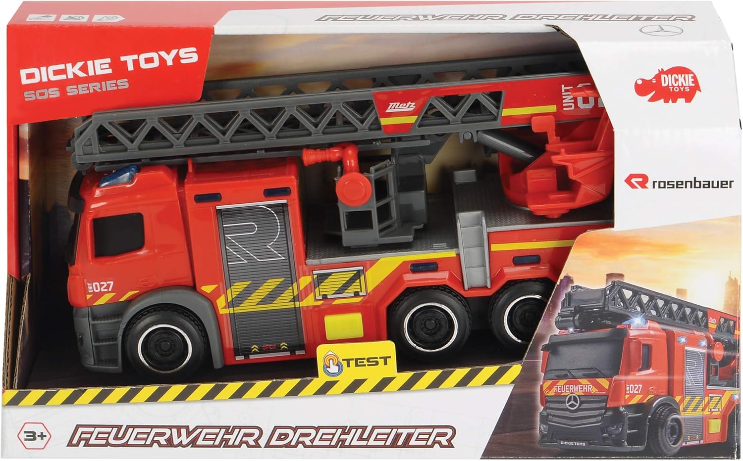 Dickie Toys RC - Escalera Giratoria Para Motor De Bomberos, 360°, Luz Y Sonido, Con Función De Pulverización, Accesorios De 24.4 In, Color Rojo
