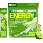 Liquid I.V. Sugar Free + Energy Electrolytes, Margarita Mocktail, 14 Count | Scientifically Formulated | 100mg Natural Caffeine | Zero Sugar |No Artificial Sweeteners |Non-GMO | Keto | Powder Drink Mix