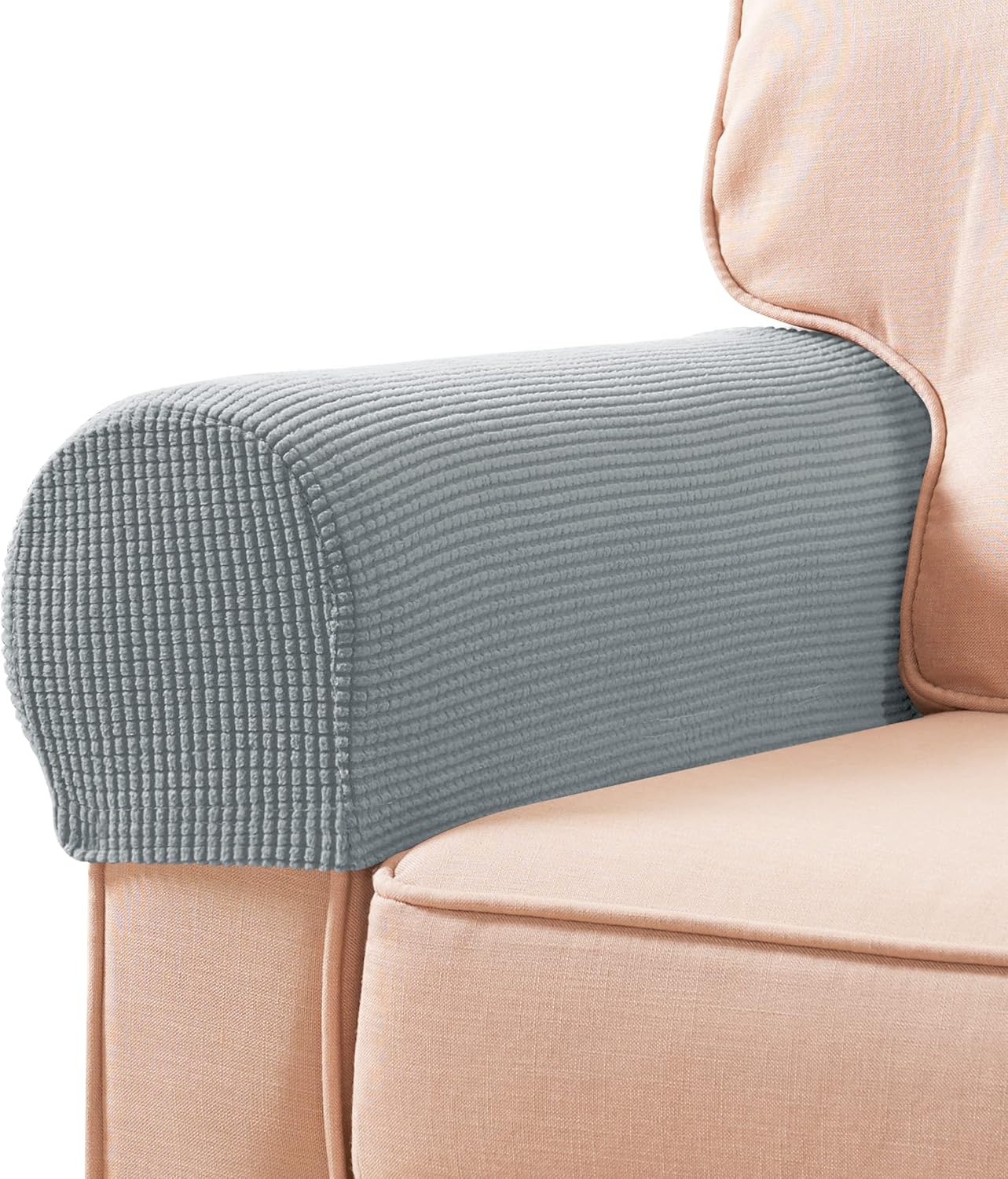 Slipcovers - subrtex Stretch Armrest Covers Spandex Arm Covers for Chairs Couch Sofa Armchair Slipcovers for Recliner Sofa with Twist Pins 2pcs (Light Grey)