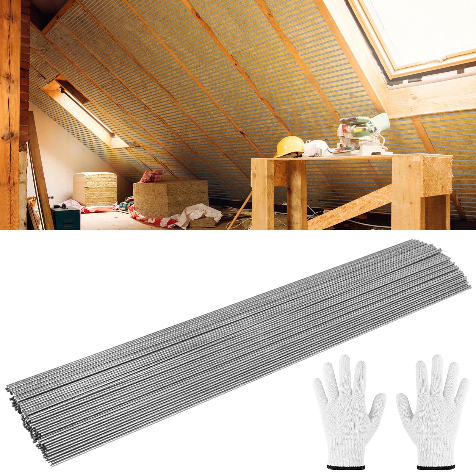 Photo 1 of 180 Pcs Insulation Support Wire - 16 Inch 1080 High Carbon Steel Insulation Wire Metal Insulated Support Rods for for Attic Flooring, Ceiling and Wall Insulation