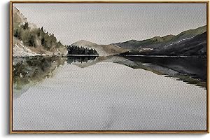 InSimSea Framed Canvas Print Wall Art Large Abstract Home Decor Mountain Reflection Decor Vintage Wall Art Landscape Nature Wilderness Art Decorative Rustic for Living Room, Bedroom, Office Wall Decor