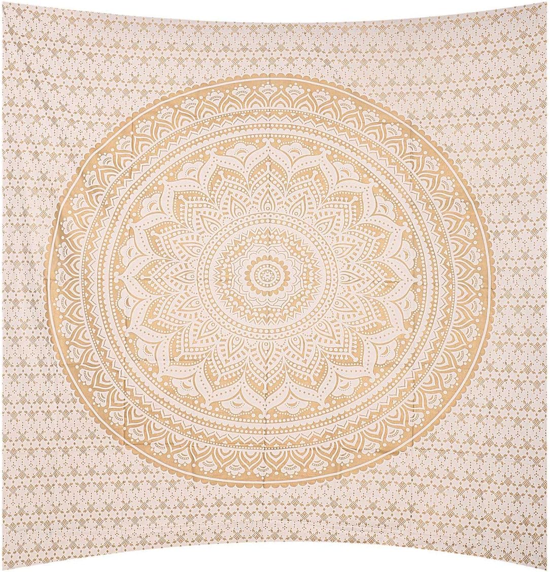 THE ART BOX Glittering Gold Tapestry Wall Hanging Mandala- Indian Cotton Throw Hippie Tapestries - Image 3