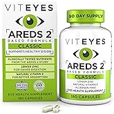 Viteyes AREDS 2 Eye Vitamins, Classic Macular Support, Allergen Free Capsules, with Natural Vitamin E, Vitamin C, Zinc, Copper, Lutein &amp; Zeaxanthin, Eye Doctor Trusted, Manufactured in The USA, 180 Ct