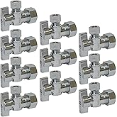 [10-Pack] PROCURU Heavy Duty Angle Stop Valve 1/2" Nominal (5/8" OD) Compression x 3/8" OD, 1/4-Turn Operation (PCAS12-10P)