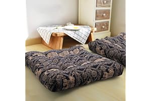 HIGOGOGO Meditation Cushion, Elephant Pattern Mandala Bohemian Style Floor Pillow Round Cotton Linen Boho Indian Seat Cushion Yoga Pillow for Floor Reading Book Bay Window, 22 Inch, Black