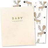 Peachly Unisex Baby Memory Book – Minimalist Baby First Year Keepsake for Milestones, Aesthetic Modern Scandi Baby Book – Gender Neutral, Linen Scrapbook (Charlie)