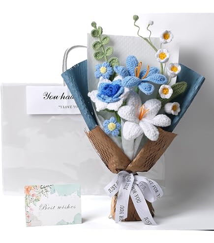Amazon.com: EZsenses Crochet Flower Bouquet, Handmade Knitted