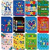 24 Pcs Autism Awareness Notepads Bulk, Mini Puzzle Pieces Notebooks Autism Motivational Inspirational Pocket Journal Accept Love Understand Memo Pads Gifts for Women Men Kids School Prizes Supplies