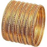 Touchstone Indian bangles for women bollywood desi jewelry chunky texture alloy metal stones small size bangle bracelets chudiyan set bridal wedding guest outfit accessories.
