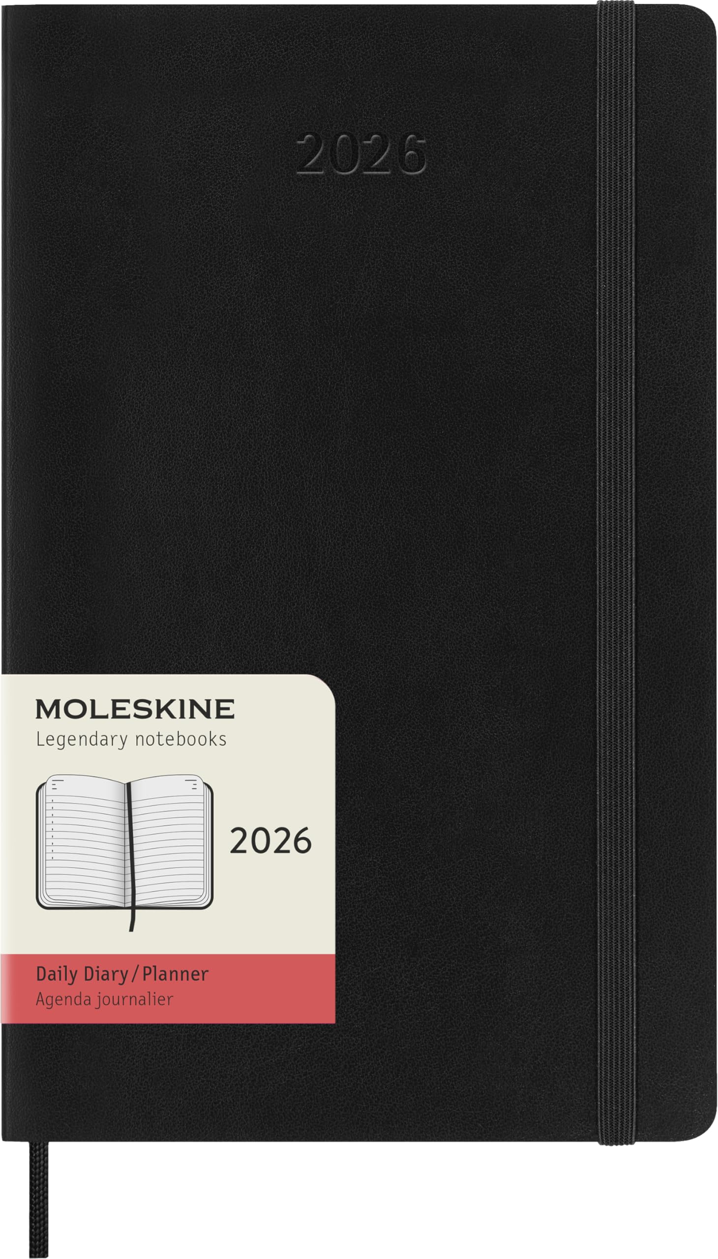 Moleskine Classic 12 Month 2026 Daily Planner, Soft Cover, Large (5″ x 8.25″), Black, 400 pages