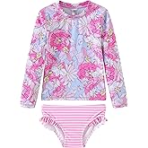 UMELOK Toddler and Little Girls Rash Guard Sets with Bikini Bottoms Swimwear
