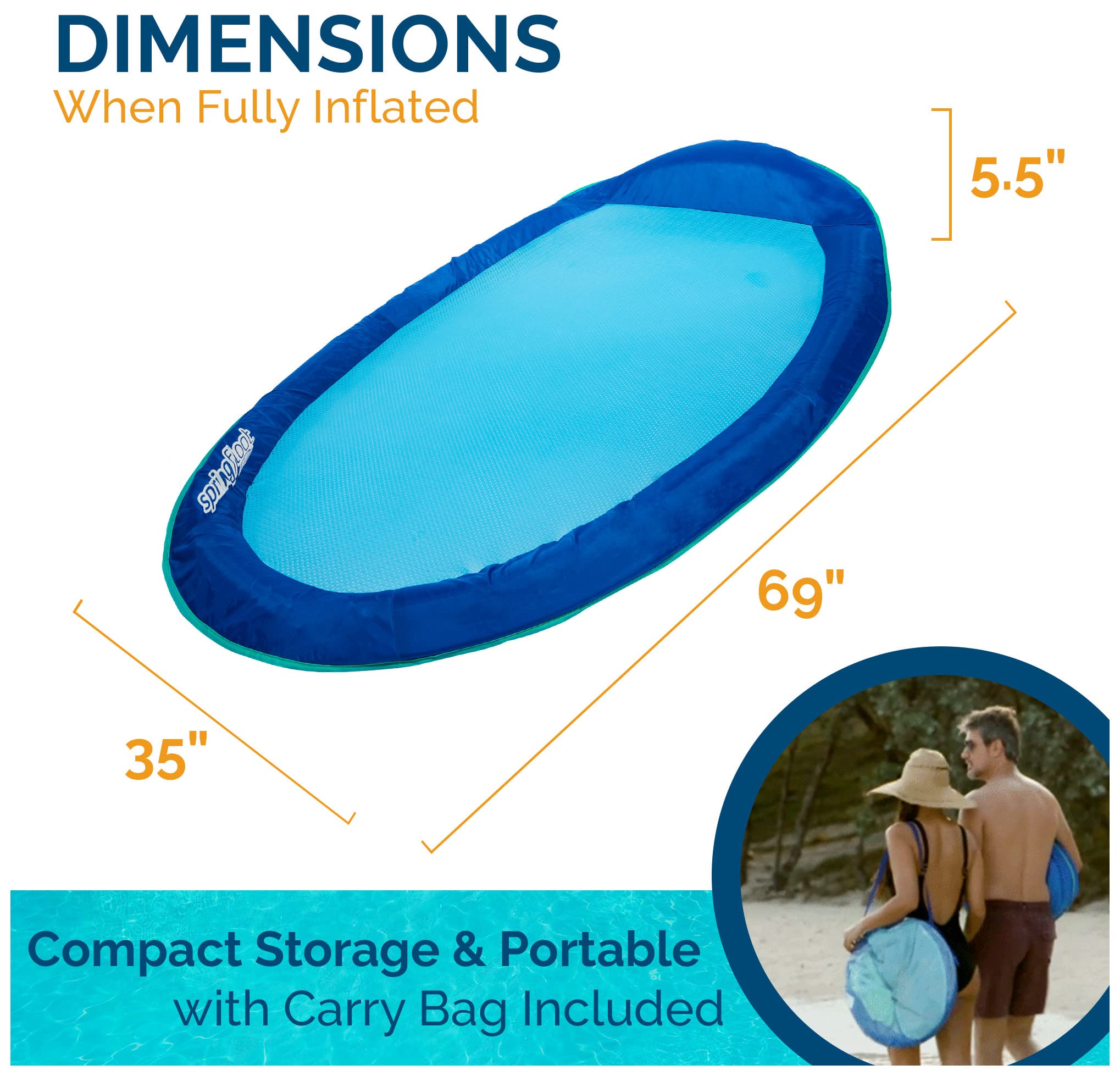 SwimWays Spring Float Original Pool Lounge Chair, Inflatable Pool