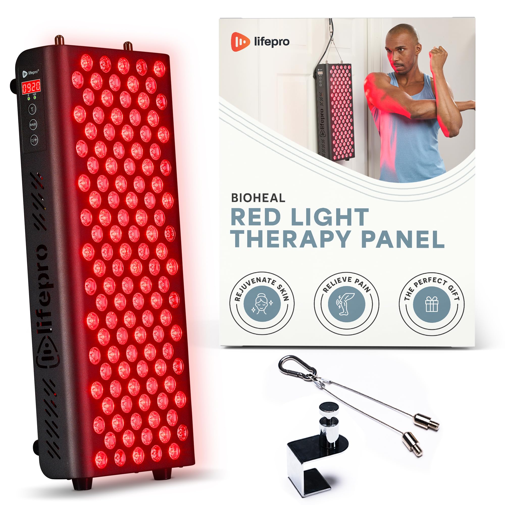 Photo 1 of LifePro BioHeal Red Light Therapy Panel - 90 & 120 LED - Red and Near Infrared light Therapy at 660nm & 850nm for Full Body Wellness, Relaxation & Comfort - Adjustable & Portable Panel for Daily Use