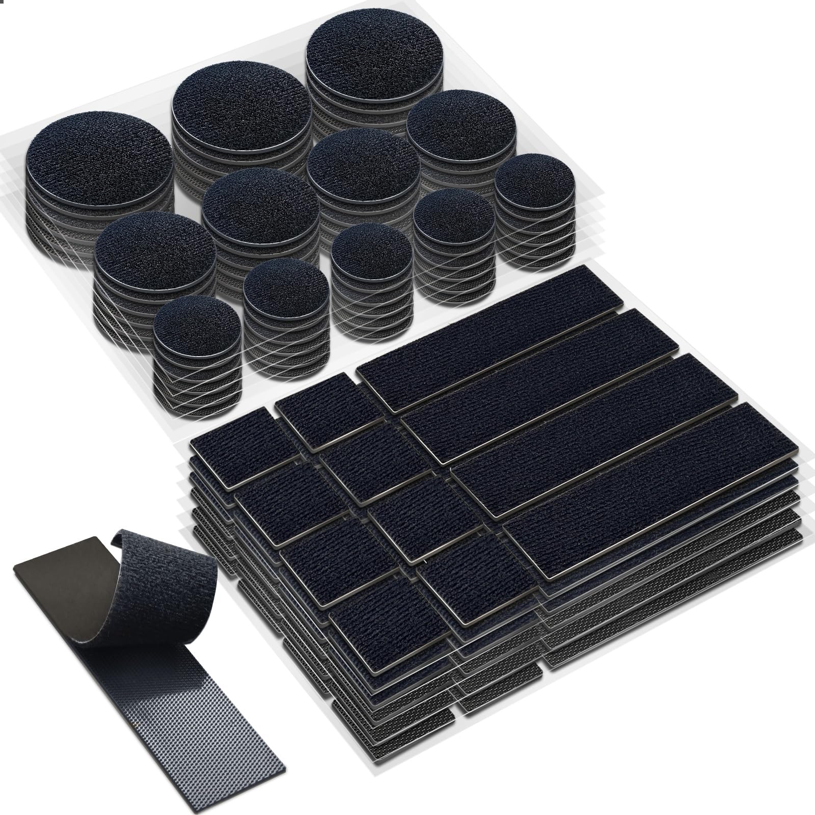 Photo 1 of Tikfoam Heavy Duty Hook and Loop Strips with High Adhesive, and Square Circle, Strong Mounting Tape for Home, Outdoor or Office Use, Black 72 Sets