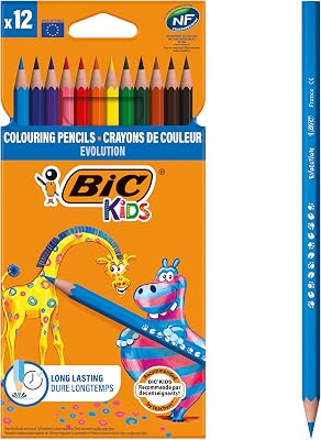 Lápis de Cor BIC Kids Evolution - Cores Sortidas, Pacote de 12