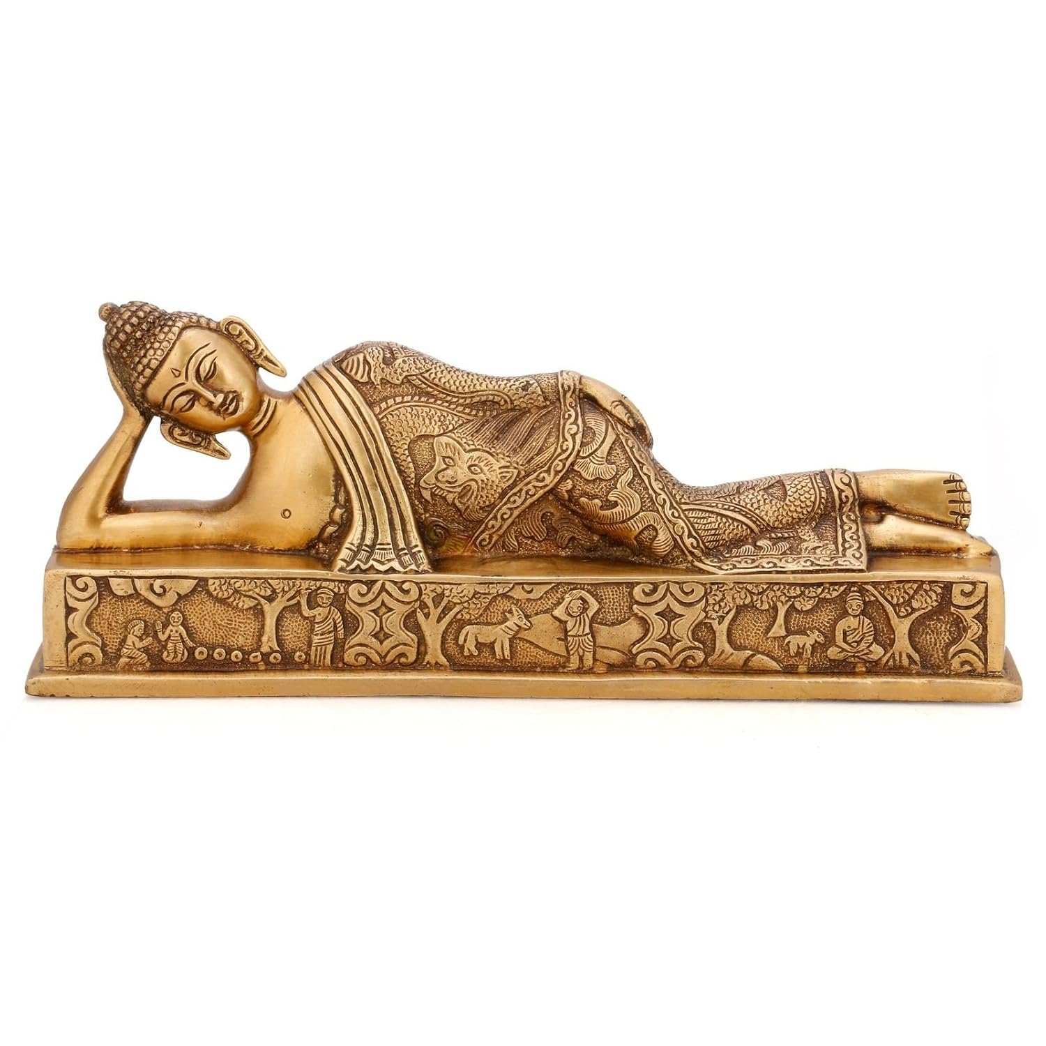 Buy Collectible India Reclining Buddha Idol Brass Showpiece Statue Resting / Sleeping Buddha Art