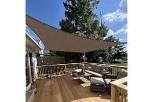 E&K Sunrise 12' x 14' Sun Shade Sail Rectangle Canopy Shade Cover UV Block for Patio Backyard Garden Outdoor (Brown)