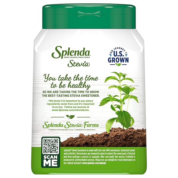 SPLENDA STEVIA ZERO CALORIE SWEETENER, PLANT BASED SUGAR SUBSTITUTE GRANULATED POWDER, 19 OZ JAR