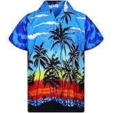 V.H.O. Funky Hawaiian Shirt Casual Men Front Pocket Button Down Very Loud Shortsleeve Unisex Beach Multi Colors…