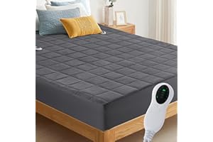 FIJINHOM Electric Heated Mattress Pad Twin Size,Coral Fleece Heating Mattress Pad Luxury Bed Warmer 10 Heat Settings | Auto Off 2-4-8 Hours | Fit Up to 18" Deep Pocket | Machine Washable | Gray
