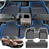 Sunsdrew Floor Mats for Nissan Ariya 2023 2024 2025 Accessories All Weather Ariya Floor Liner,1st&2nd Row Full Set Heavy Duty Car mats Black