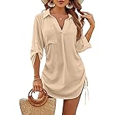 Blooming Jelly Womens Bathing Suit Cover Ups Bikini Swimsuit Coverup Drawstring Beach Dress Shirt