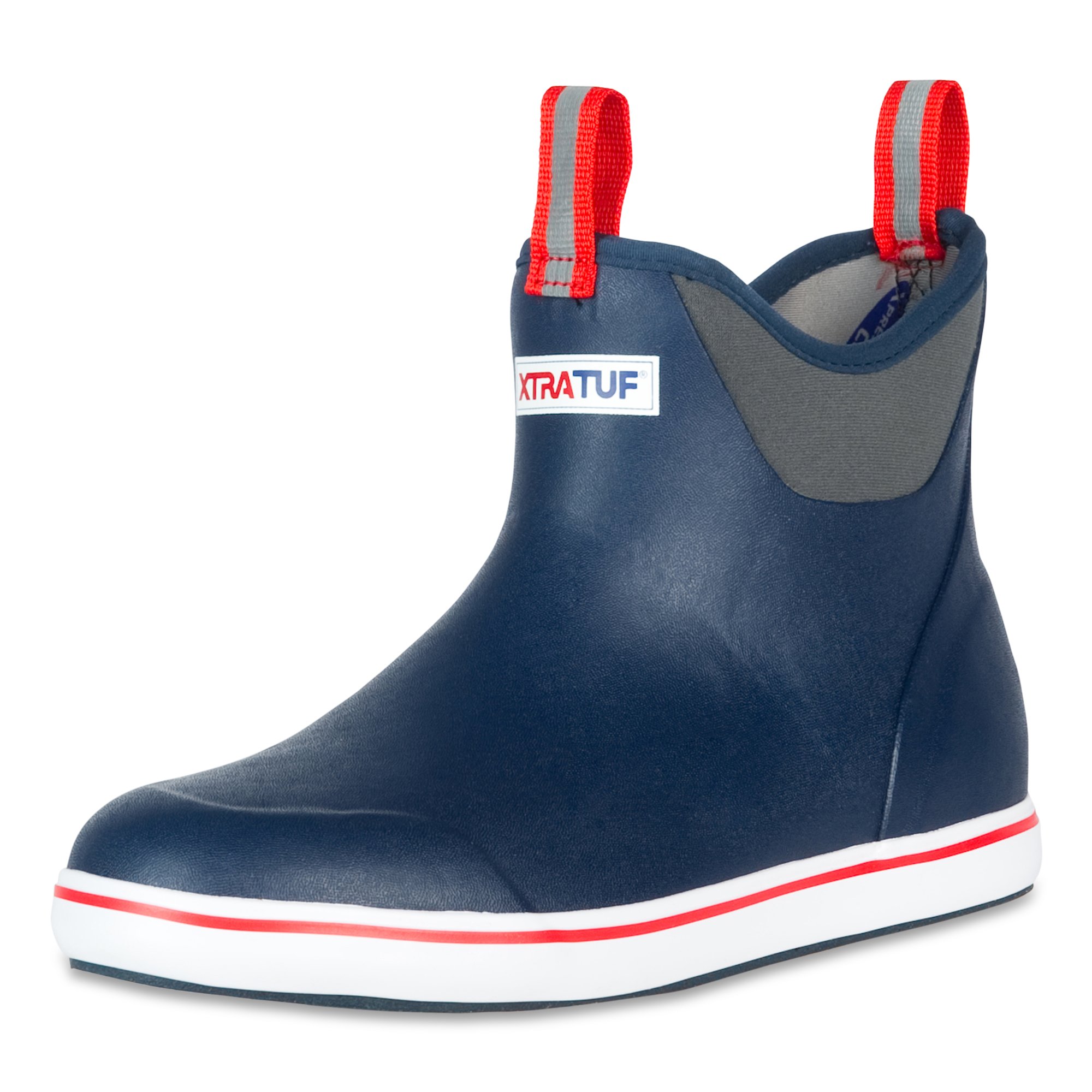 Full Rubber Ankle Deck Boots, Navy 