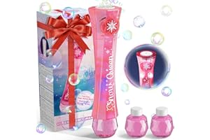 Boerfmo Bubble Wands with LED Light - Rechargeable Bubbles Machine/Glow Stick(2 in 1), Include Bubble Solutions - Outdoor Toys for Toddlers/Kids, Gifts for Girls Ages 3+ Year Old Birthday Party Gift