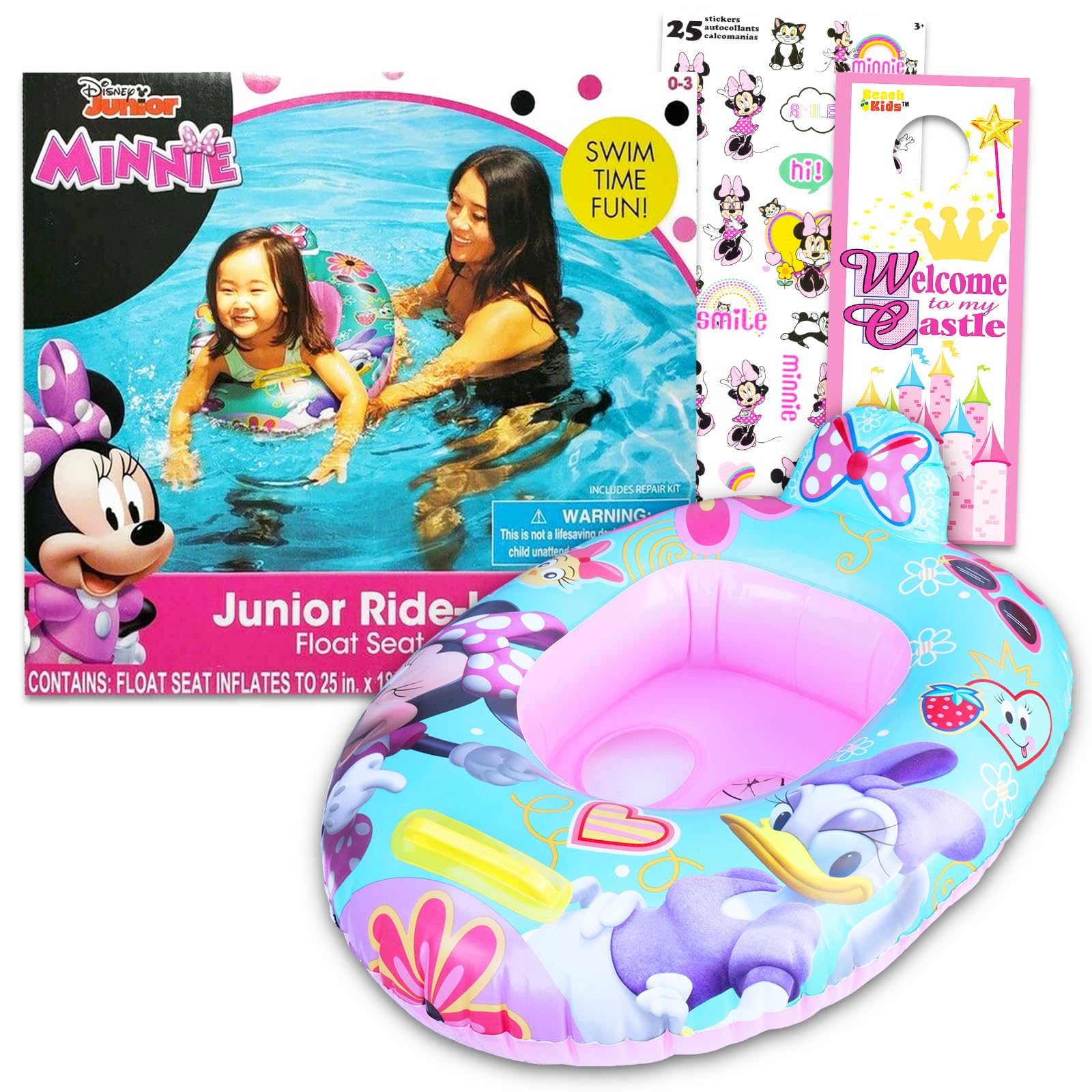 Photo 1 of Disney Minnie Mouse Floatie Bundle - Minnie Mouse Pool Set Pool Floatie for Toddlers Plus Stickers and More (Minnie Mouse Pool Inflatable)
