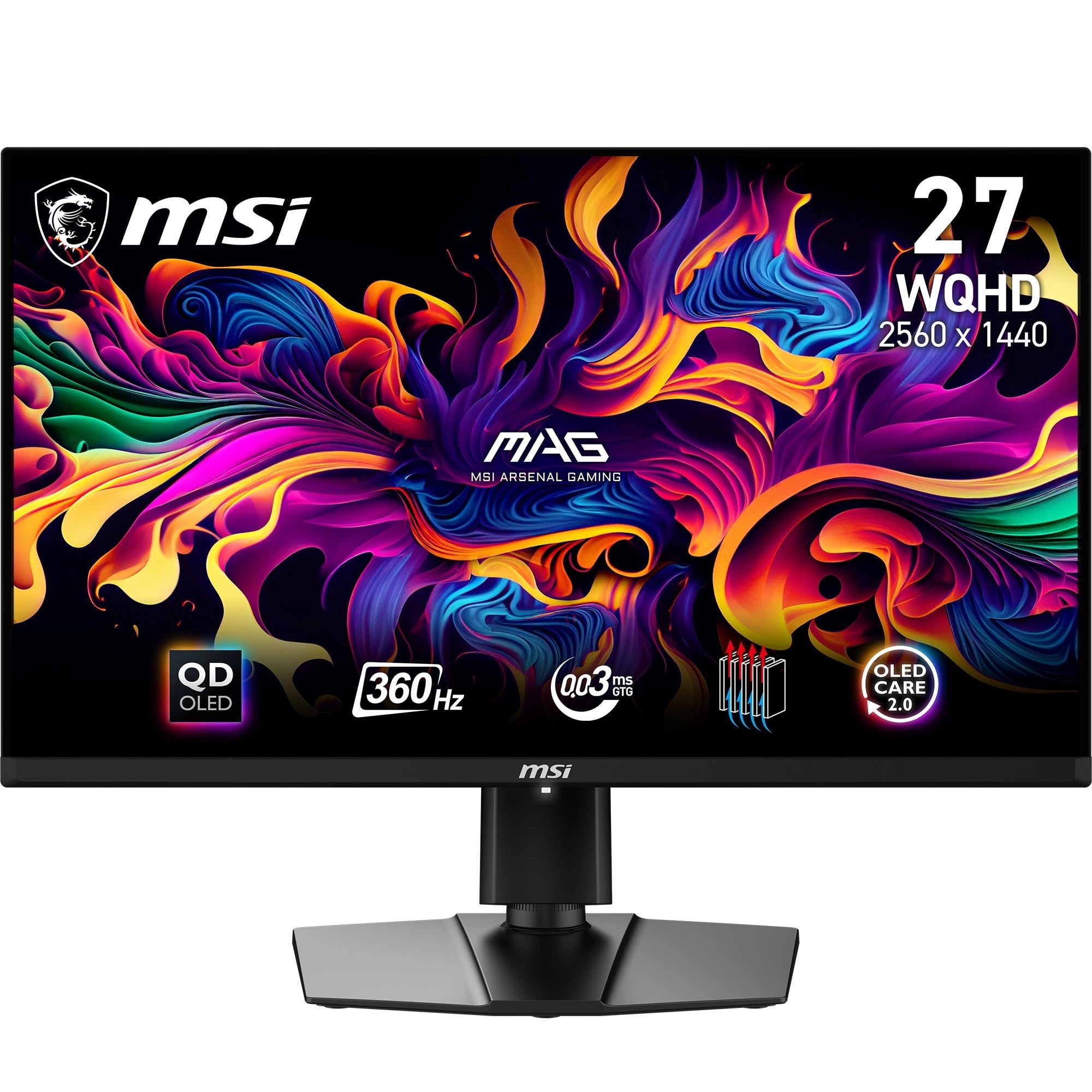 MSI MAG 271QPX QD-OLED 26.5 Zoll WQHD Gaming Monitor - 2560 x 1440 Quantum Dot OLED Panel, 360Hz / 0.03ms, 99.1% DCI-P3, ΔE≤2, DisplayHDR True Black 400 - DP 1.4a, HDMI 2.1, USB Type-C