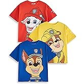 Paw Patrol Boys T-Shirt Set | Kids 3 Pack of Short Sleeved Tees with Big Character Graphic Print | Marshall Rubble Chase