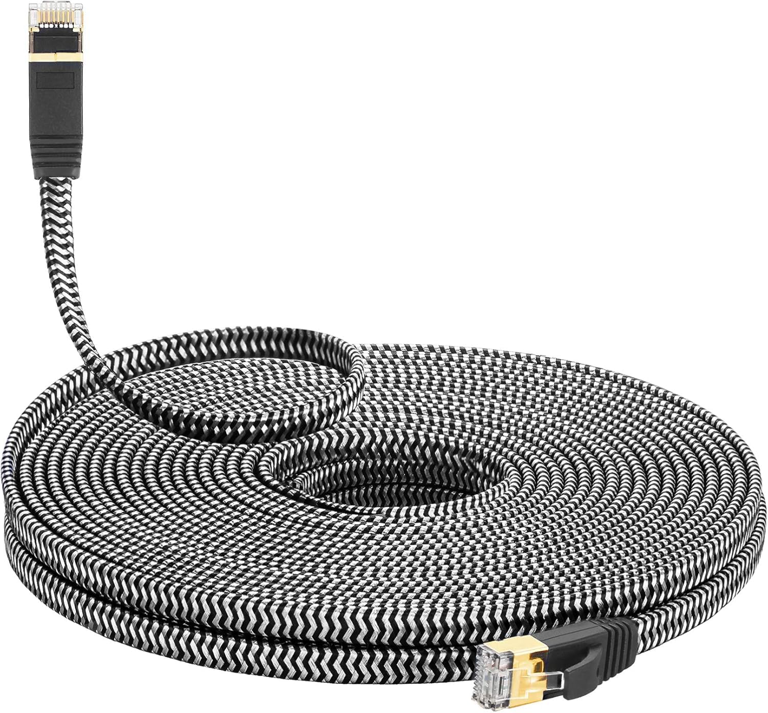 Cat 7 Ethernet Cable 12m, MORELECS Nylon Braided Cat 7 Internet Cable 12m Ethernet Cable RJ45 Network Cable Cat7 LAN Cable for PC Mac Router Laptop