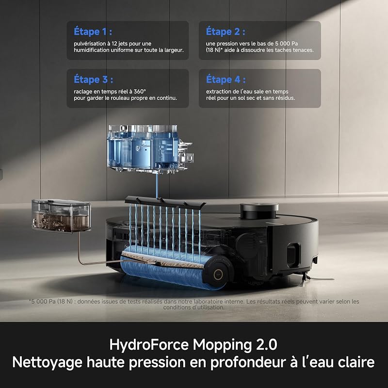 Z70 Ultra Roller Complete Robot Aspirateur Laveur, Noir Pierre