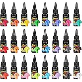 KISREL UV Resin, Upgrade 24 Opaque Colored UV Resin Kit, Solid Colored UV Resins, Rigid Ultraviolet Clear Resin for Crafts, Jewelry Making and Decoration