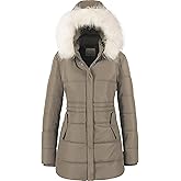 Chrisuno Women's Winter Warm Coats Puffer Jacket Long Drawstring Waterproof Snow Parka With Removable Faux Fur Trim Hood
