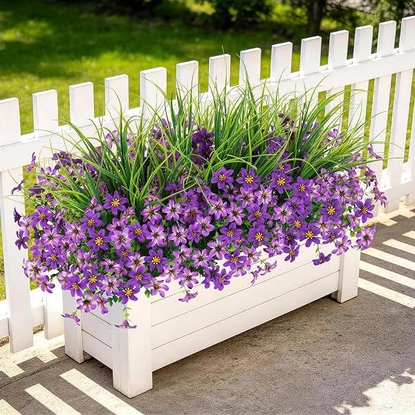 ARTIFICIAL FLOWERS,14 BUNDLES UV RESISTANT FAKE FLOWERS DAISY...