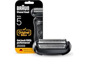 Braun Series 5 Electric Shaver Replacement Head, Easily Attach Your Shaver Head for a Shave as efficient as Day one, Compatible with New Generation Series 5 Shavers, 54B, Black