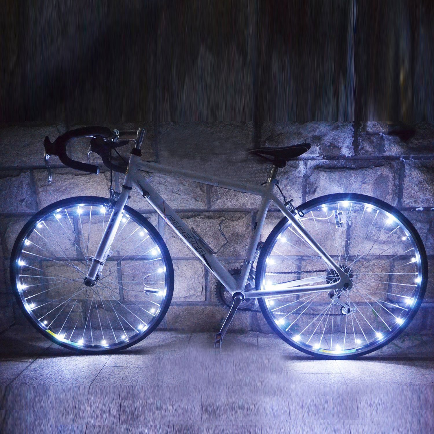 Bike Wheel Light, Ultra Bright LED Bicycle Tire Accessories Cycling Spoke Light String Waterproof - 2 Pack (White)