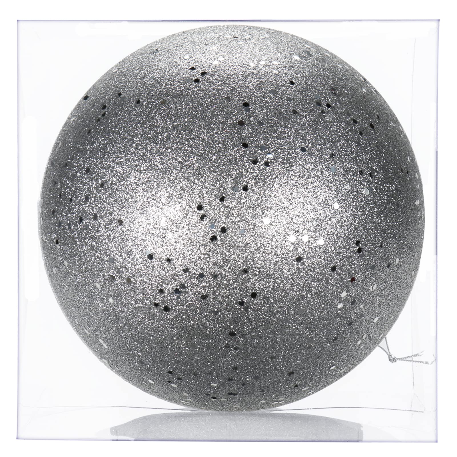 Briful 18CM Large Christmas Baubles, 7.1" Xmas Tree Decorations Silver Christmas Bauble Decorations Glitter Hanging Ornaments for Home Festival Decor Xmas Gifts