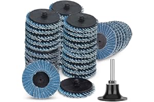 SUNJOYCO 40PCS 2 Inch Flap Disc Set with 1/4 Shank Disc Holder, Roll Lock Quick Change Sanding Discs for Die Grinder, 40/60/8