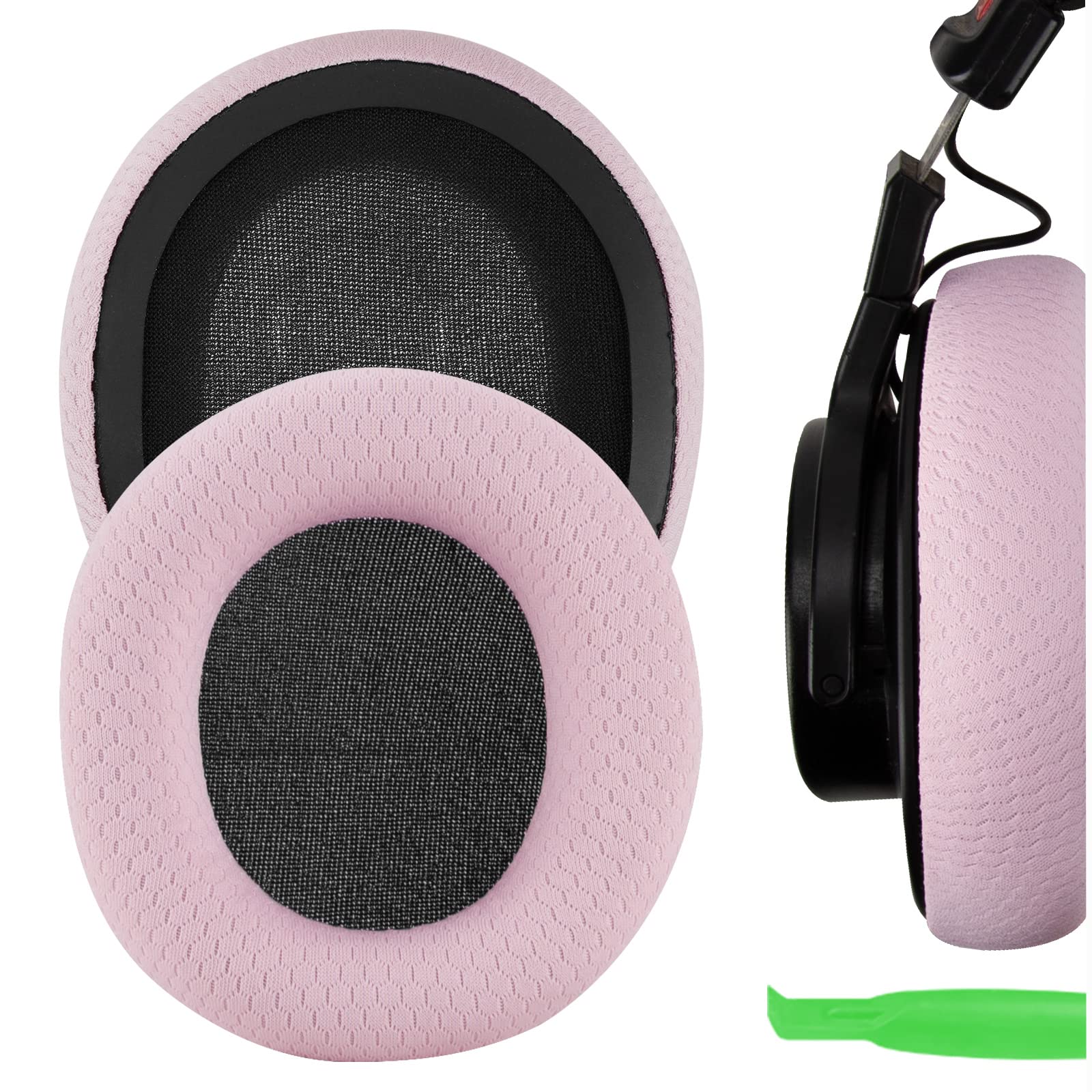 Geekria NOVA Mesh Fabric Replacement Ear Pads Compatible with Sony MDR-7506, MDR-V6, MDR-CD900ST, WH-CH700N/ CH710N/ CH720N Headphones, Ear Cushions (Pink)