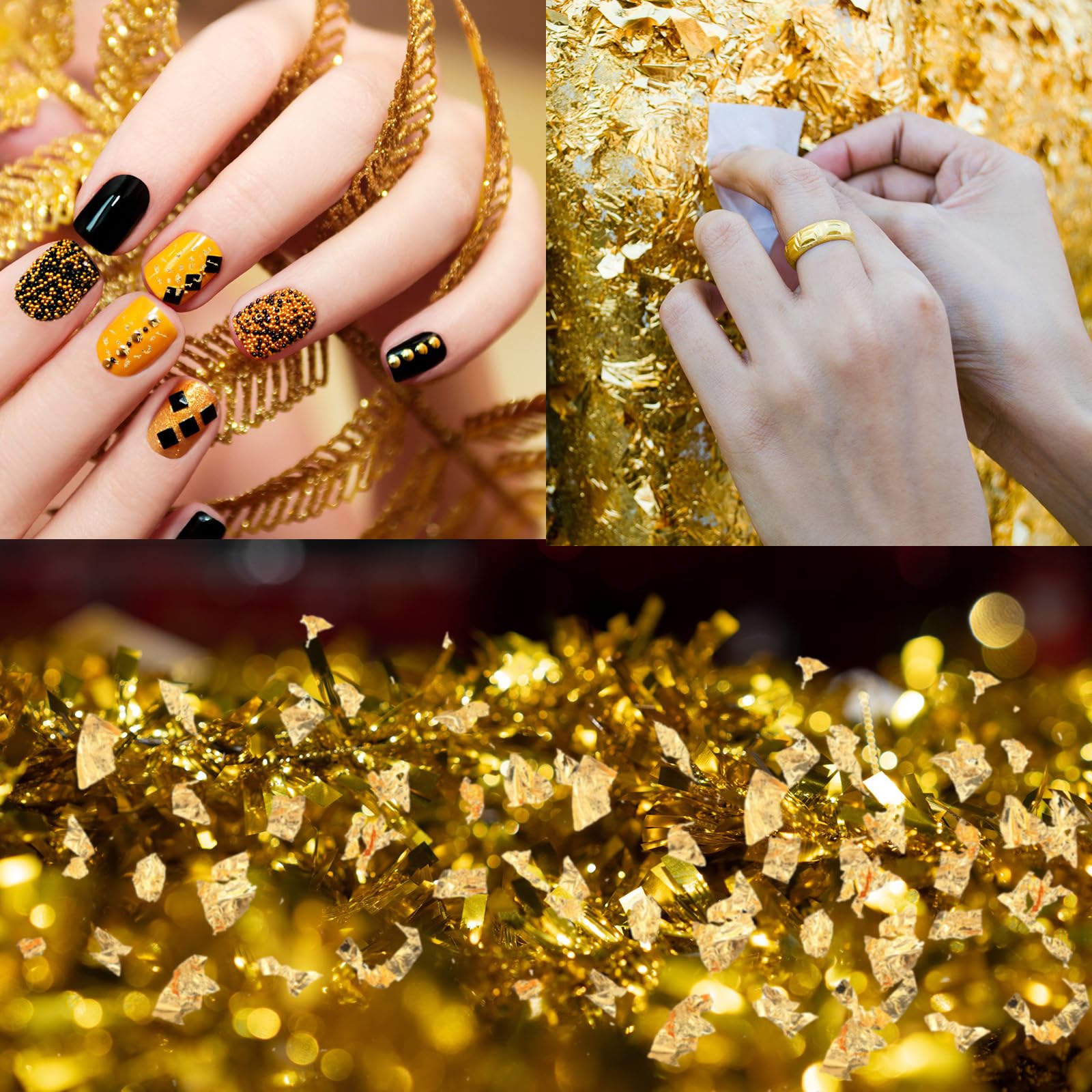 Harloon 1000 Sheets Imitation Gold Leaf for Art Square Imitation Gold Foil Sheets Gold Leaf Sheets Gold Foil Paper for DIY Gilding Painting Decoration Crafting Furniture,5.51 x 5.51 Inches/14 x 14 cm