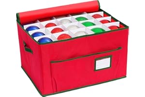 HYRIXDIRECT Christmas Ornament Storage Box -Up to 60 Holiday Ornaments with Adjustable Dividers & 6 Pockets Large Capacity Storage Container for Christmas Decorations Toys Gift Wrap Organizer